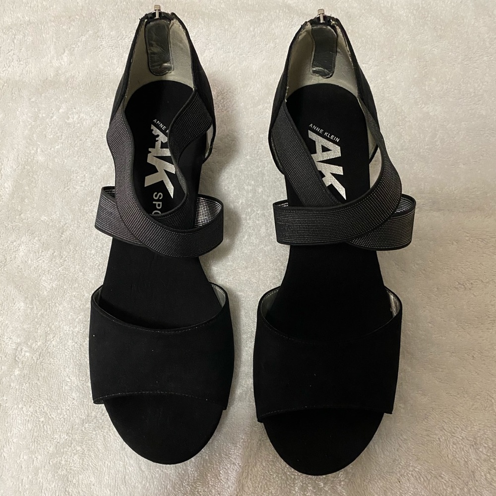 AK (Anne Klein) Sport Black/Silver Sandals